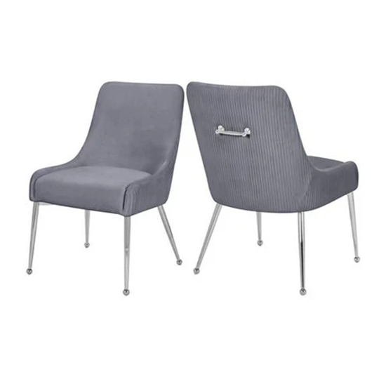 Nanci grey Dining Chair with silver Leg