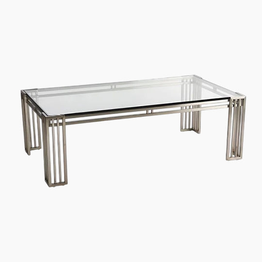 Modern Glass-Top Stainless Steel Coffee Table-NFMCT-CASIE