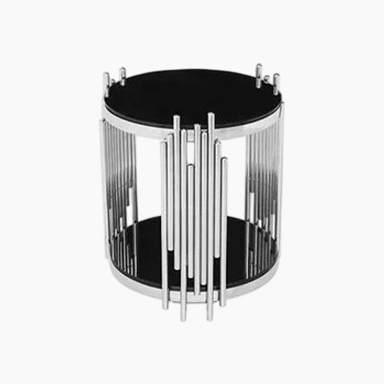 Modern Metal & Black Glass End Table NFMCT-RUBIN
