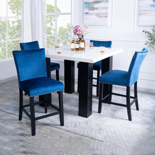 Pub Marble Look Dining Table with 4 Chairs