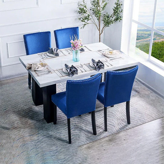 Marble Look Dining Table with 4 Chairs