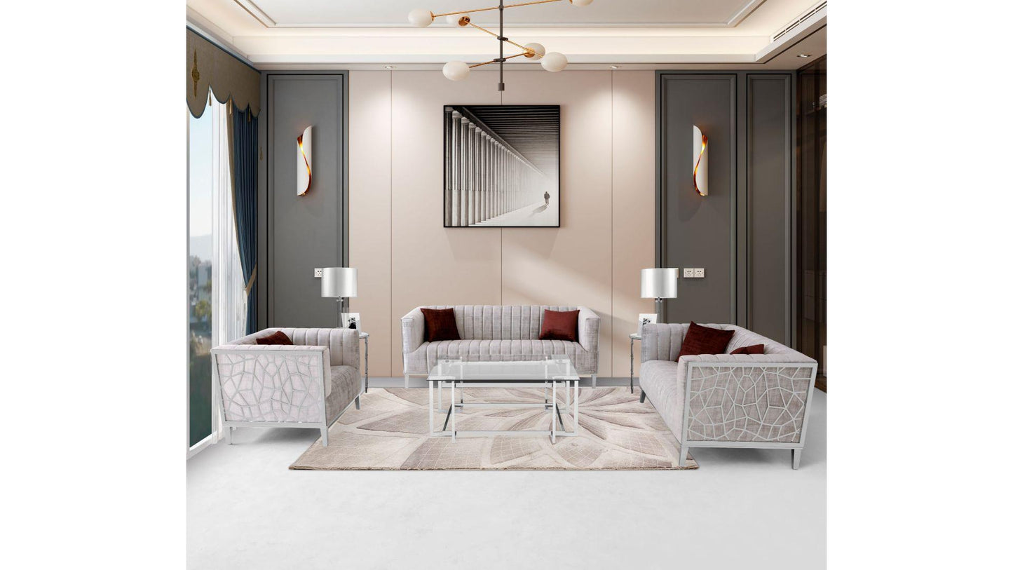 L3725 Ariel 3pcs Living Room in Silver