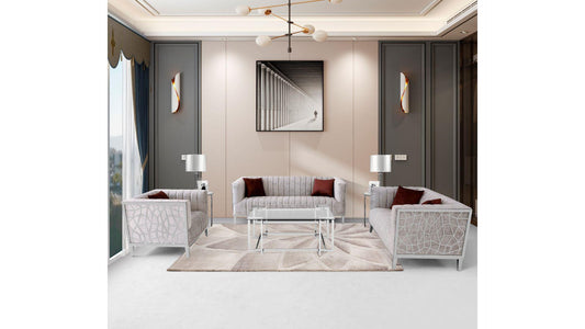 L3725 Ariel 3pcs Living Room in Silver