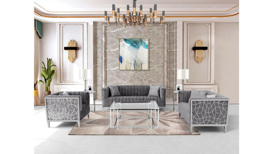 3725 Ariel 3 Pcs Living Room Gray