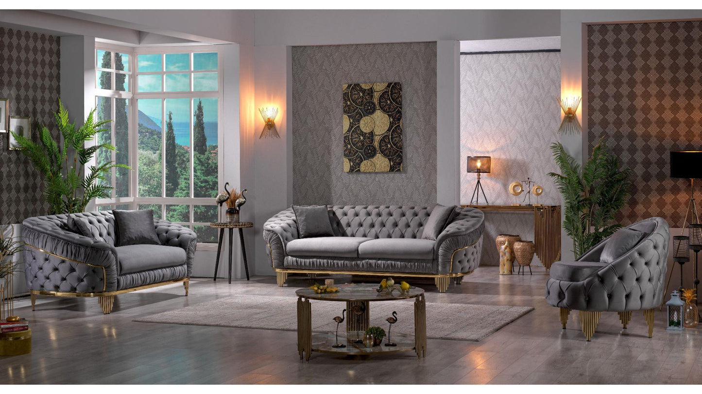 L6725 - VANESSA 3 pc living set - LIGHT GREY - sofa set