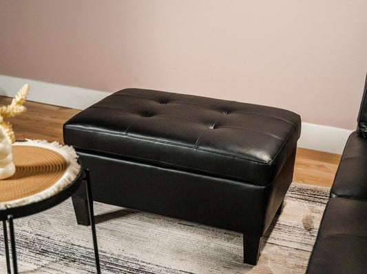 Black Sectional Sofa with Reversible Chaise and Ottoman -8729B