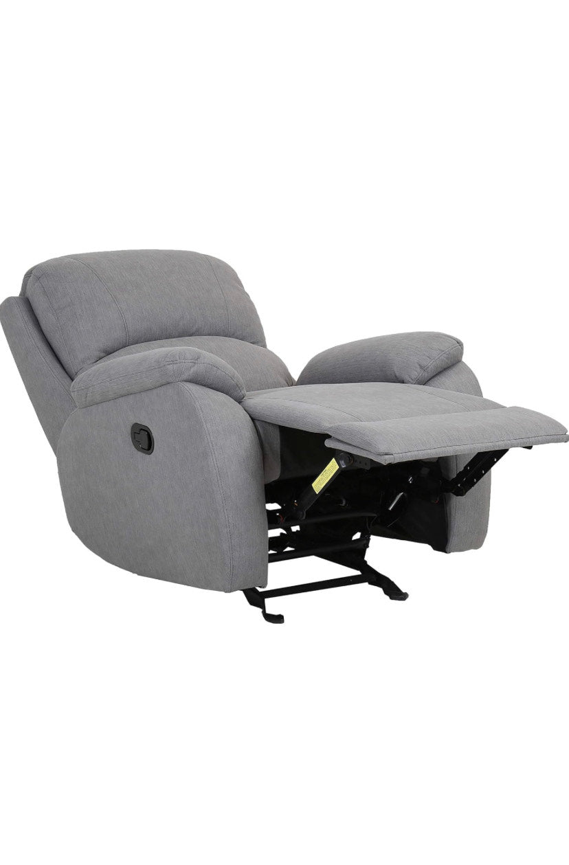 GREY FABRIC ROCKING+ RECLINER CHAIR