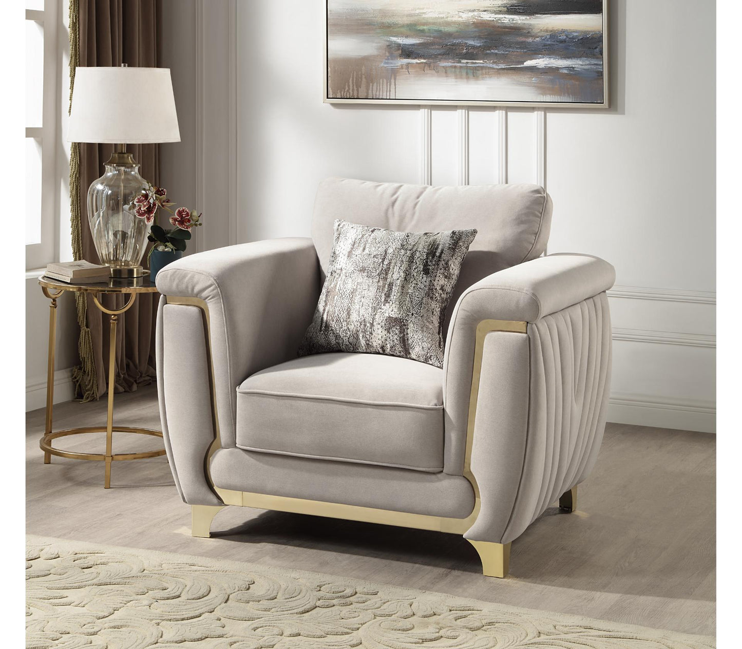 Leena Light Grey Sofa – Modern Upholstered Living Room Sofa (L7725)