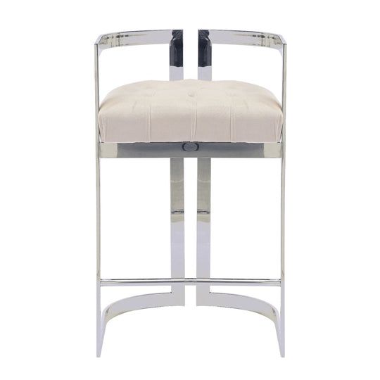 Lina Beige Velvet with Silver Stool