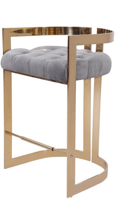 Lina Grey Velvet with Gold Counter Chair