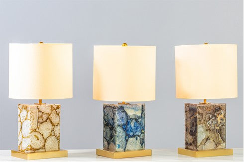 Agate Stone Style Table Lamp with gold metal base