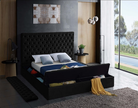 Velvet Platform Bed with 3 Large Storages  Bed  IF-5793