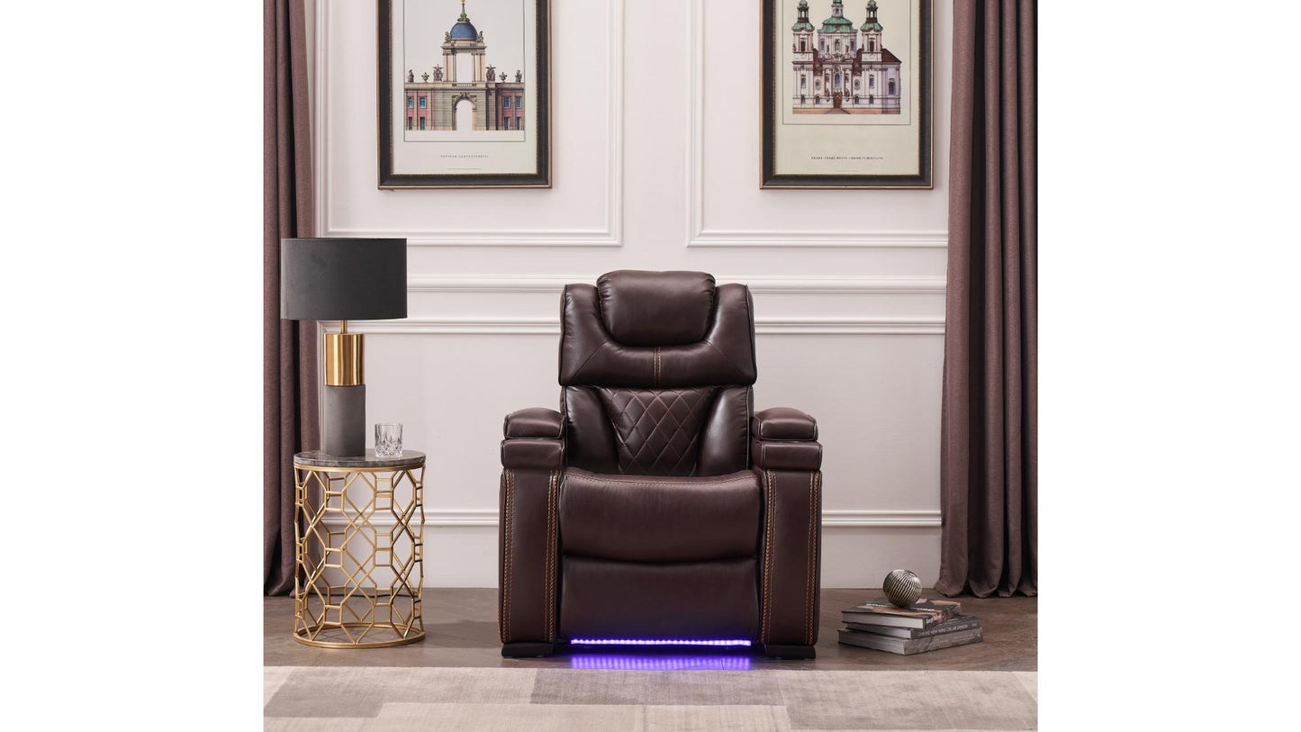 L1665-LEXUS-SOFA W/DD TRAY,POWER & USB-BLACK & Brown