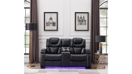 L1665-LEXUS-SOFA W/DD TRAY,POWER & USB-BLACK & Brown