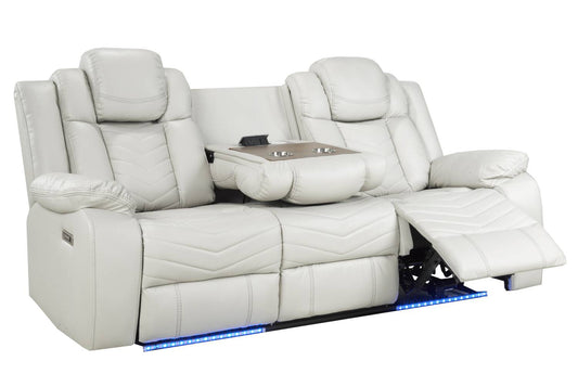 L3765 Rogue Sofa with Double Tray & Power - Light Grey