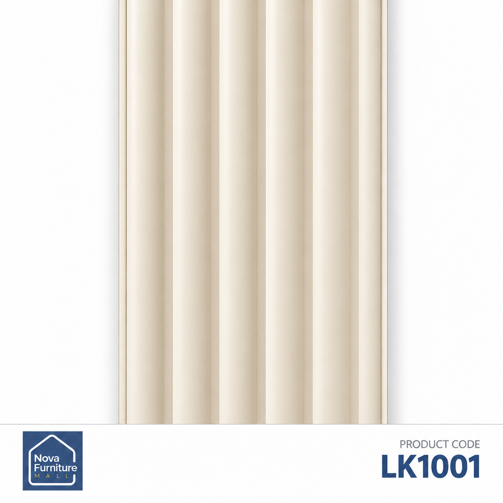 LK1001 warm ivory fluted PVC wall panel, 6 inches wide and 9 feet 6 inches long