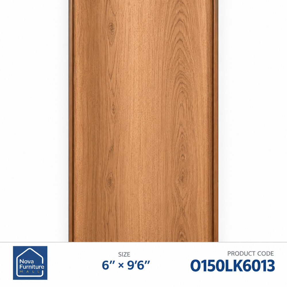 O150LK6013 honey oak-look convex PVC wall panel, 6 inches wide and 9 feet 6 inches long