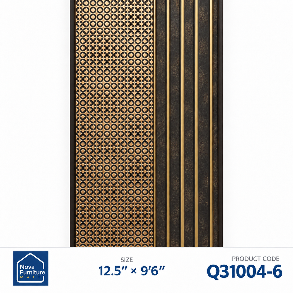 Q31004-6 black gold lattice combination PVC wall panel, 12.5 inches wide and 9 feet 6 inches long