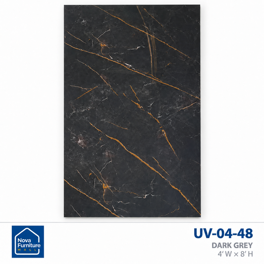 Dark Grey UV Marble Sheet – 4′ × 8′ | UV-04-48
