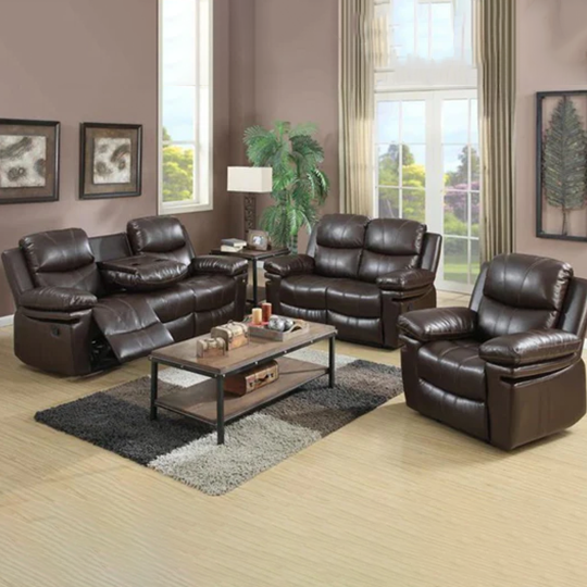 3pc Manual Recliner Set In Brown