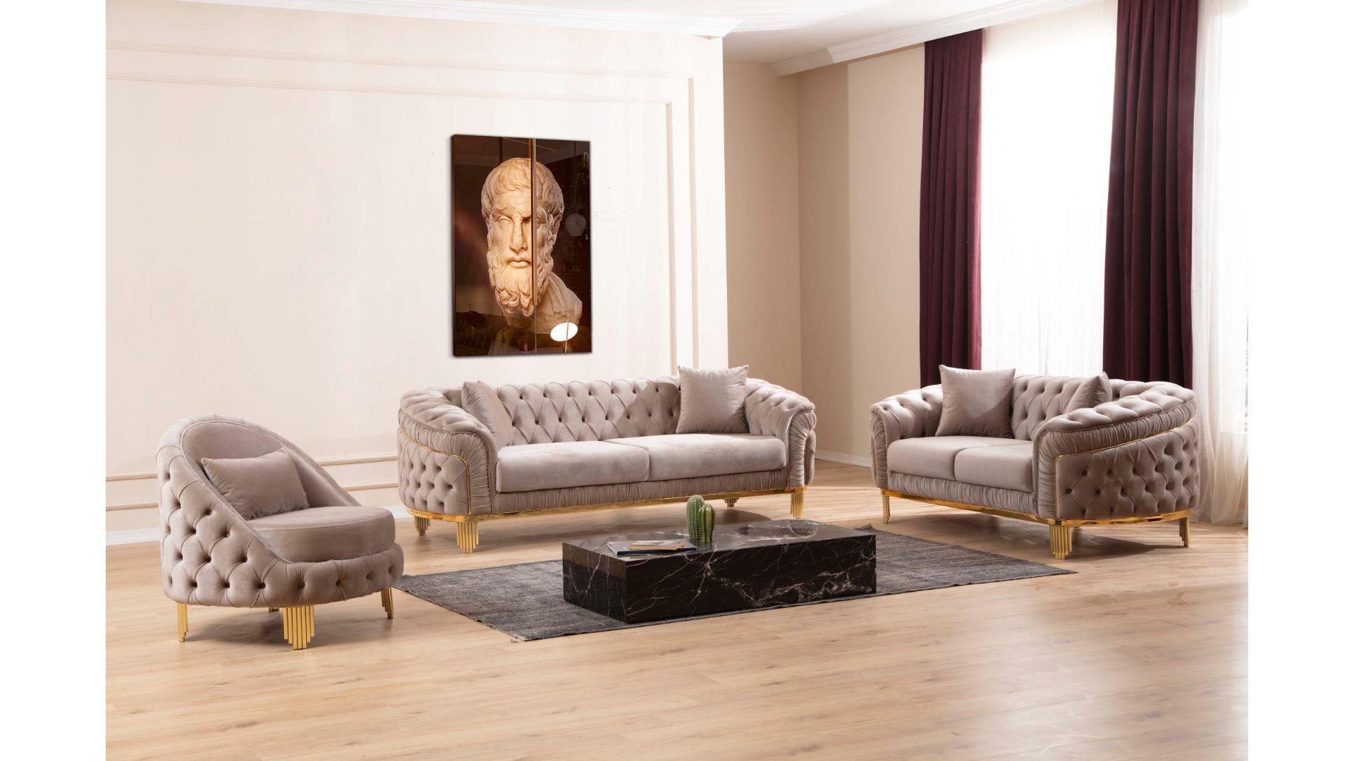 L6725 - VANESSA 3 pc living set - TAUPE – Nova Furniture Mall Inc