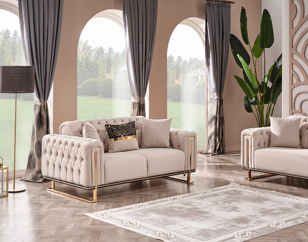 Dream Berger Beige&Gold Sofa Set