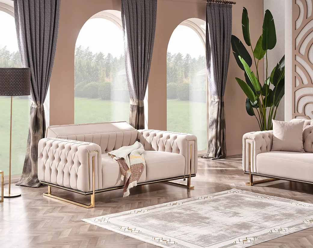 Dream Berger Beige&Gold Sofa Set