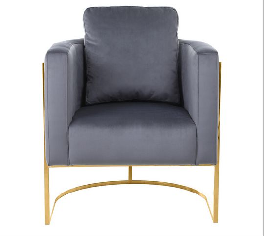 Honeycomb Modern Accent Chair Grey with Gold Legs