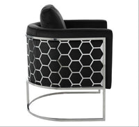 Honeycomb Modern Accent Chair Black with silver Legs