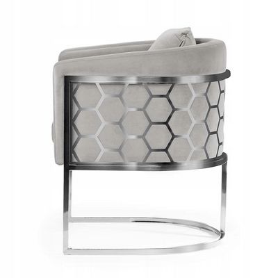 Honeycomb Modern Accent Chair Beign with silver Legs