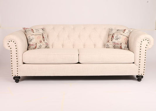 Loveseat Fabric Sofa Button Tufted Back Arm Chaise