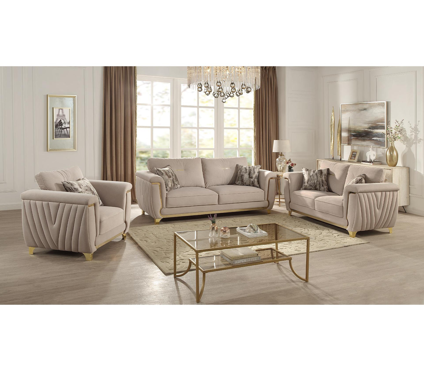 Leena Light Grey Sofa – Modern Upholstered Living Room Sofa (L7725)