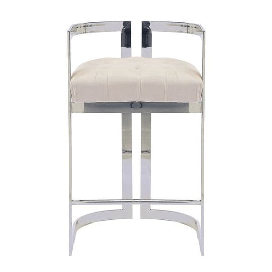 Lina  Beige Velvet with Silver Stool