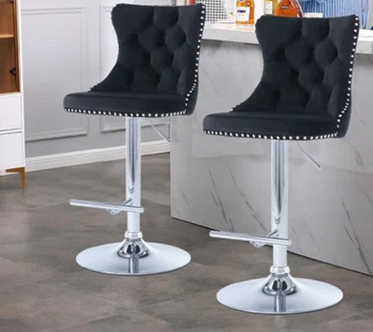 Nick Black Velvet Bar Stool 7214