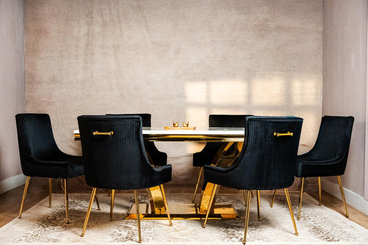 Nanci black Dining Chair with gold Leg