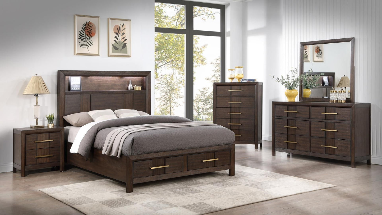 6 pieces Bedroom Set in Dark Walnut - Kenzo