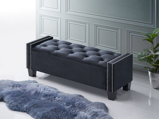 Black Velvet Storage Bench IF-6201