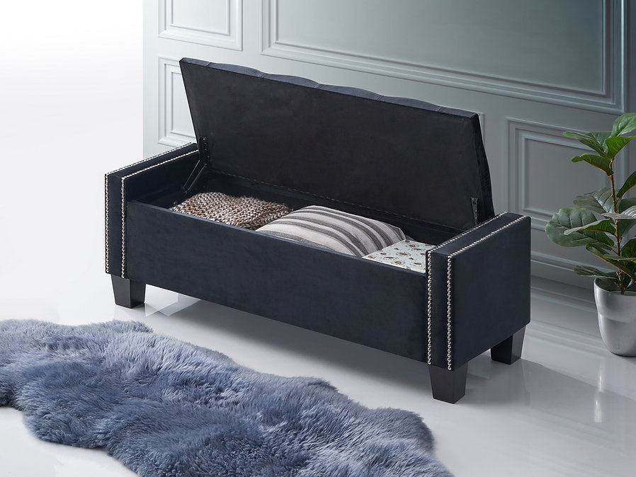 Black Velvet Storage Bench IF-6201