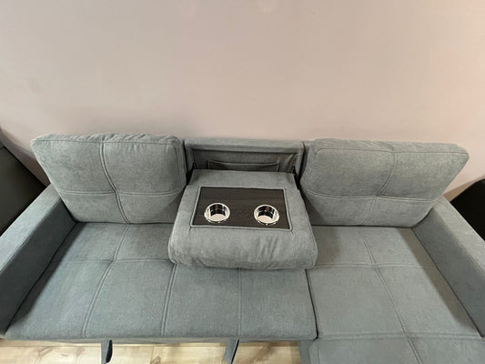Caesar Reversible Sectional Sofa Bed with Storage & Cup Holders