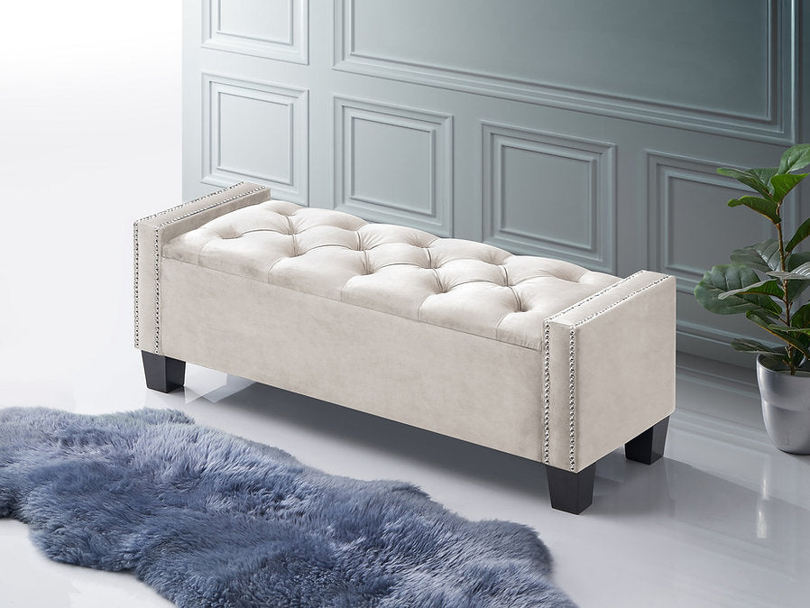 Creme Velvet Storage Bench IF-6202