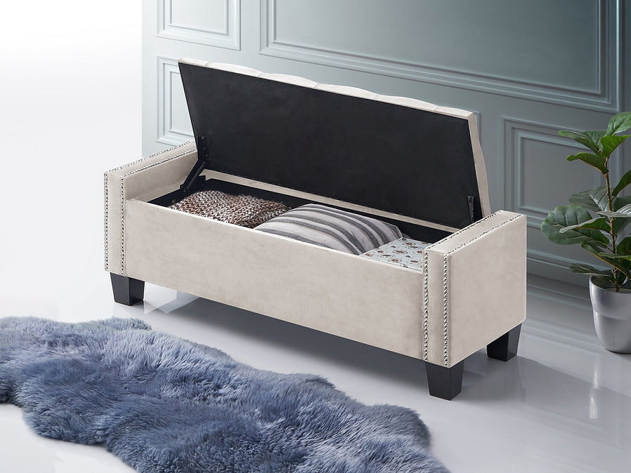 Creme Velvet Storage Bench IF-6202