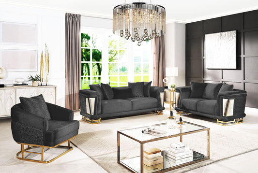 Diamond Sofa Set – Black & Beige Elegance