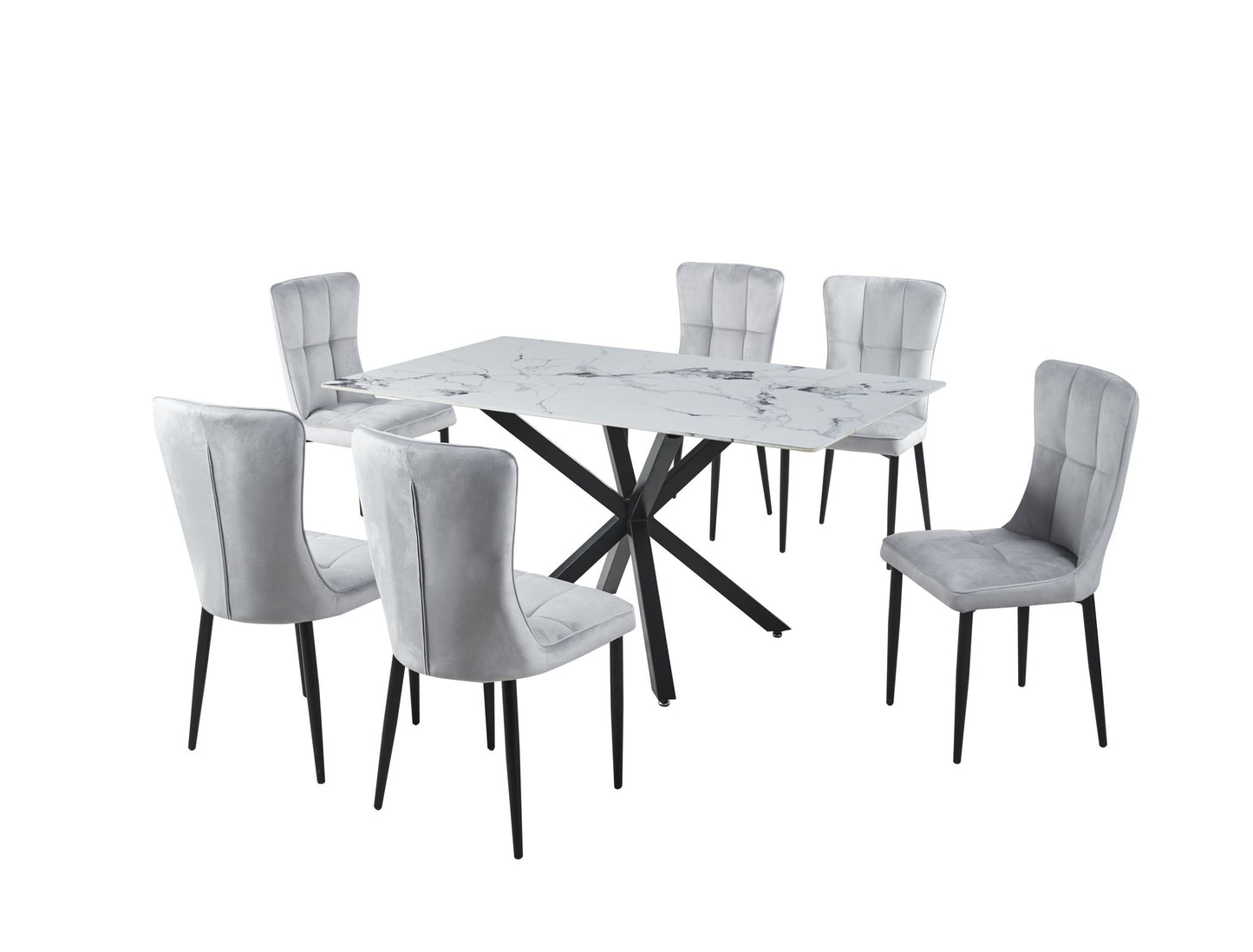 Dining Set 7pcs - DT-18 BK/CH-100 BK/GR