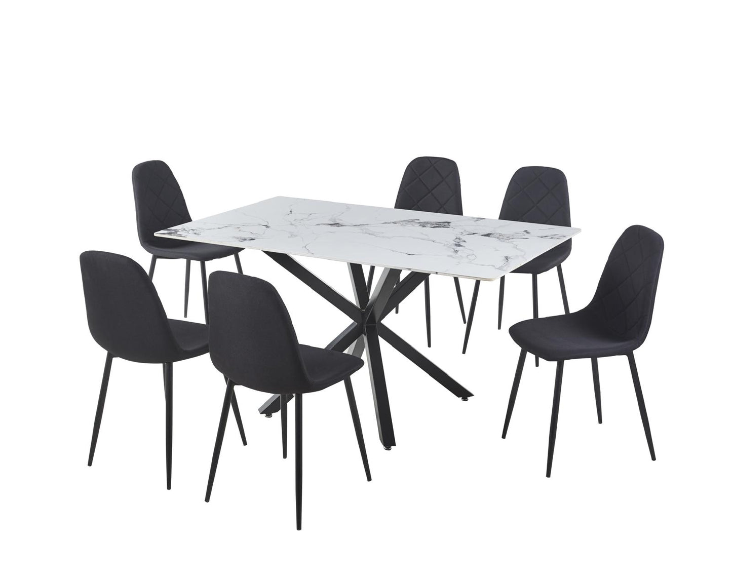 Dining Set 7pcs -DT-18 BK/CH-150 BK