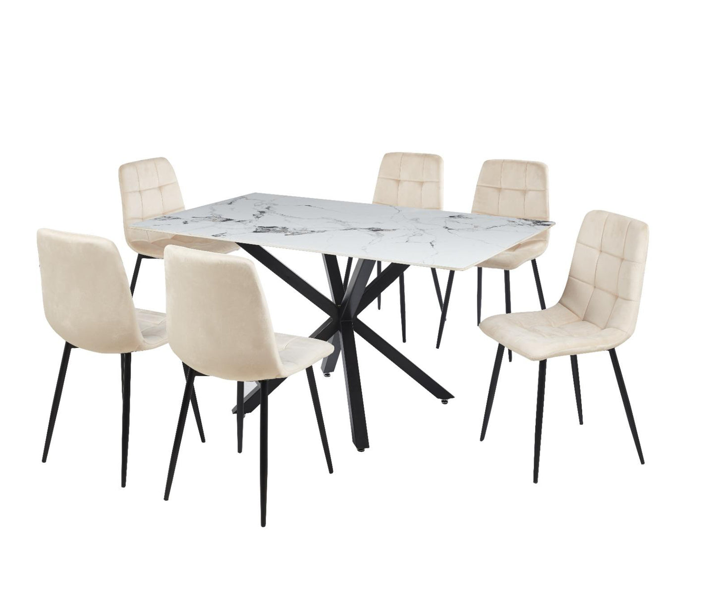 Dining Set 7pcs - DT-18 BK/CH-180 BK/BG