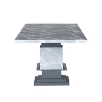 Faux Grey Marble Top with Double Pedestal Base Dining Table