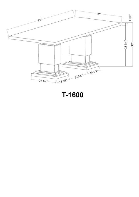 Faux Grey Marble Top with Double Pedestal Base Dining Table