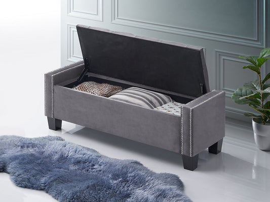 Grey Velvet Storage Bench IF-6200