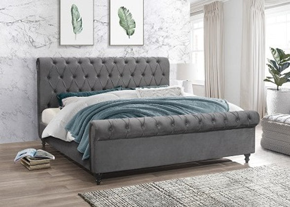 Grey Velvet Fabric Bed IF-197