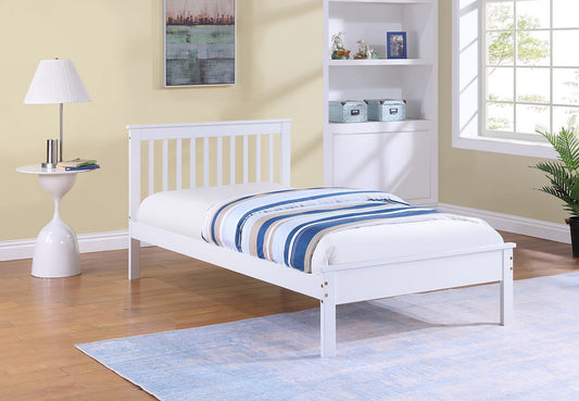 White Mission Style Solid Wood Bed with Mattress Support IF-415-W